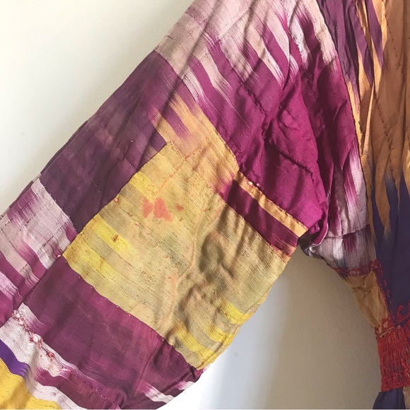 Vintage Afghan/Uzbek Silk Chapan Robe Patchwork Floral & Ikat | Collectors Piece - Picture 13 of 16